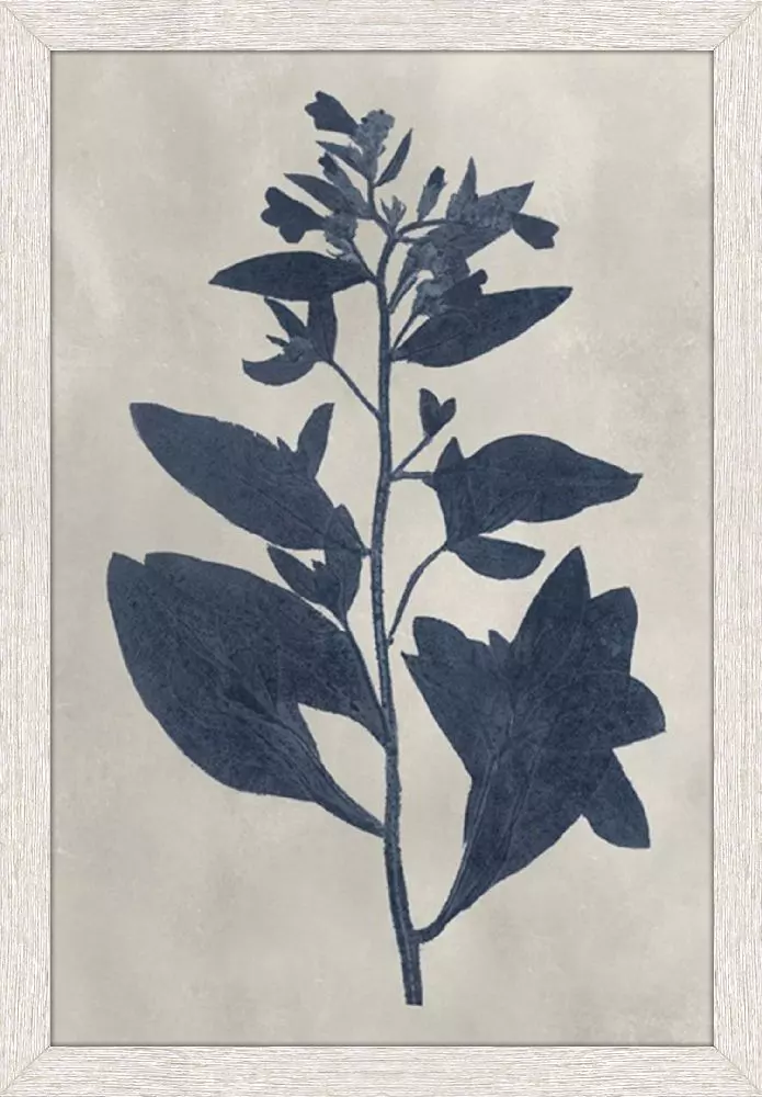 Pressed Blue Flower and leaves Artwork - B