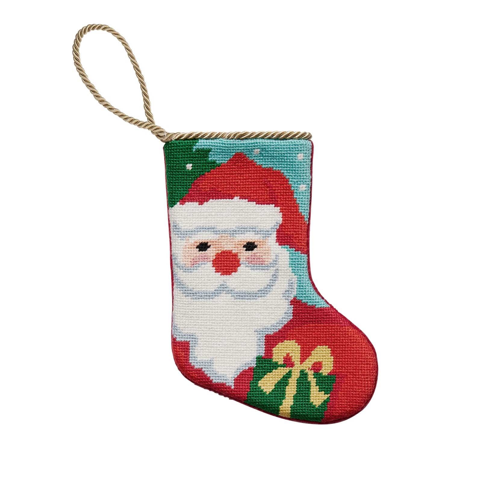 Santa Needlepoint Mini Stocking