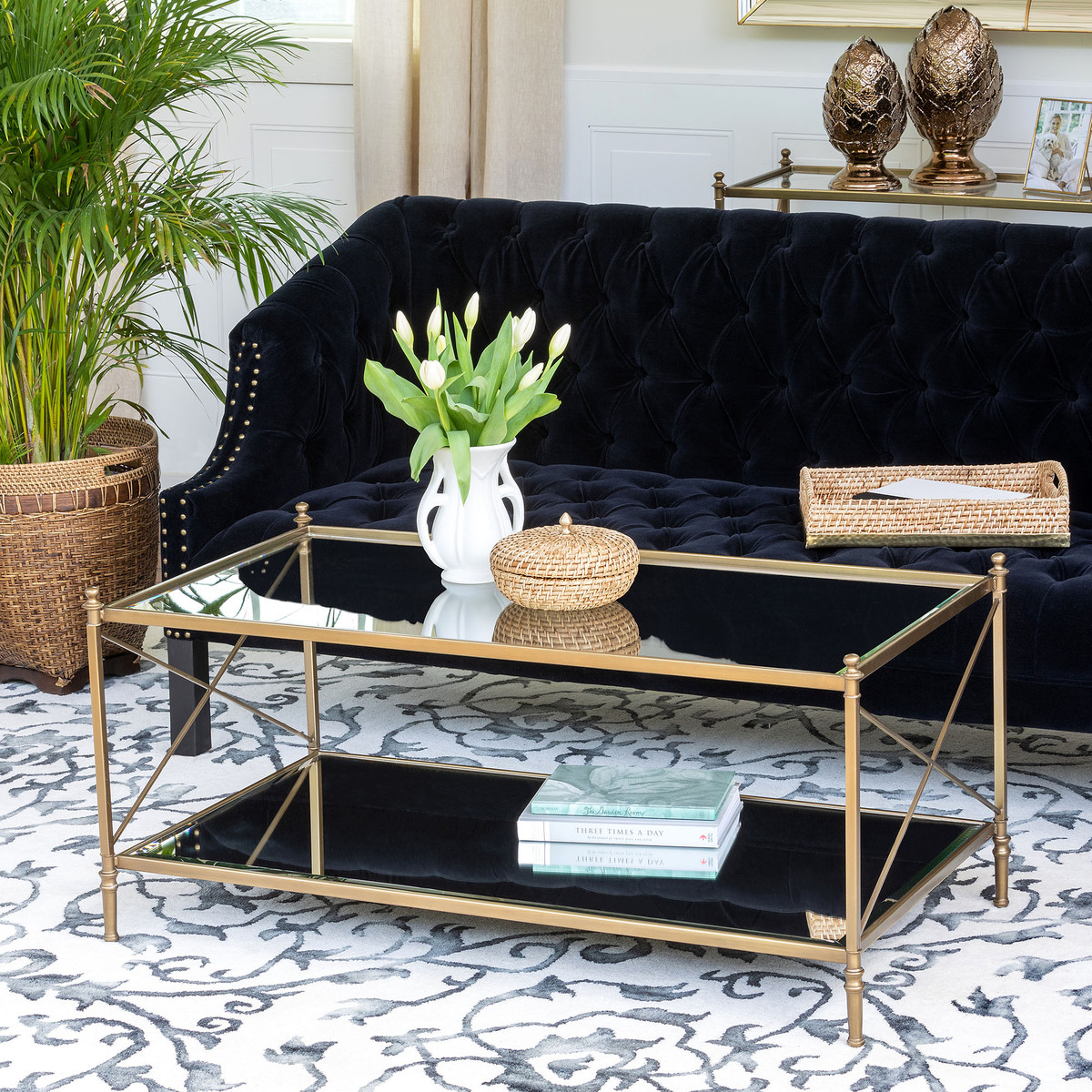 Brass and Mirror Coffee Table