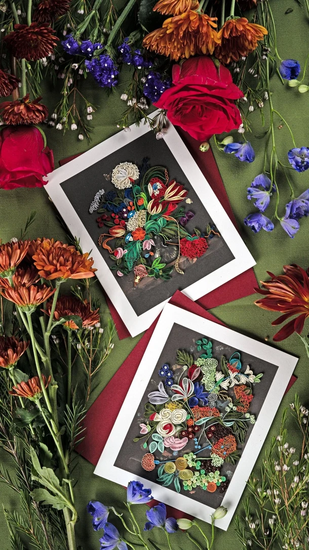 Quilled Artist Series – Vase of Flowers, de Heem Greeting Card