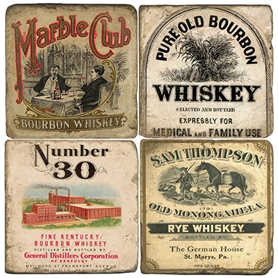 Vintage Bourbon II Coasters set of 4