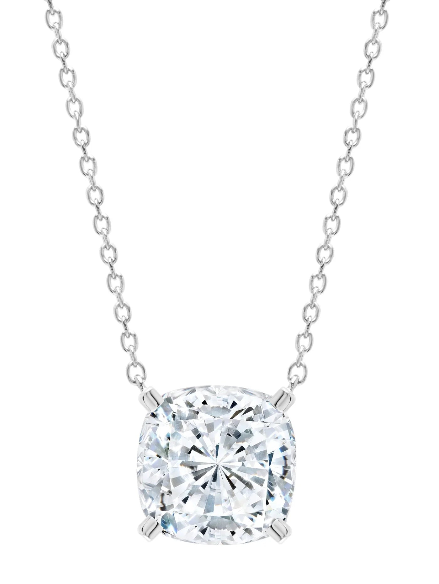 Bliss Cushion Cut Necklace Finished in Pure Platinum