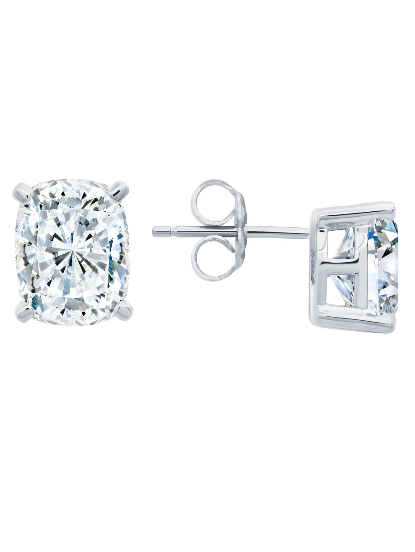 Radiant Cushion Cut Earrings Finished in Pure Platinum