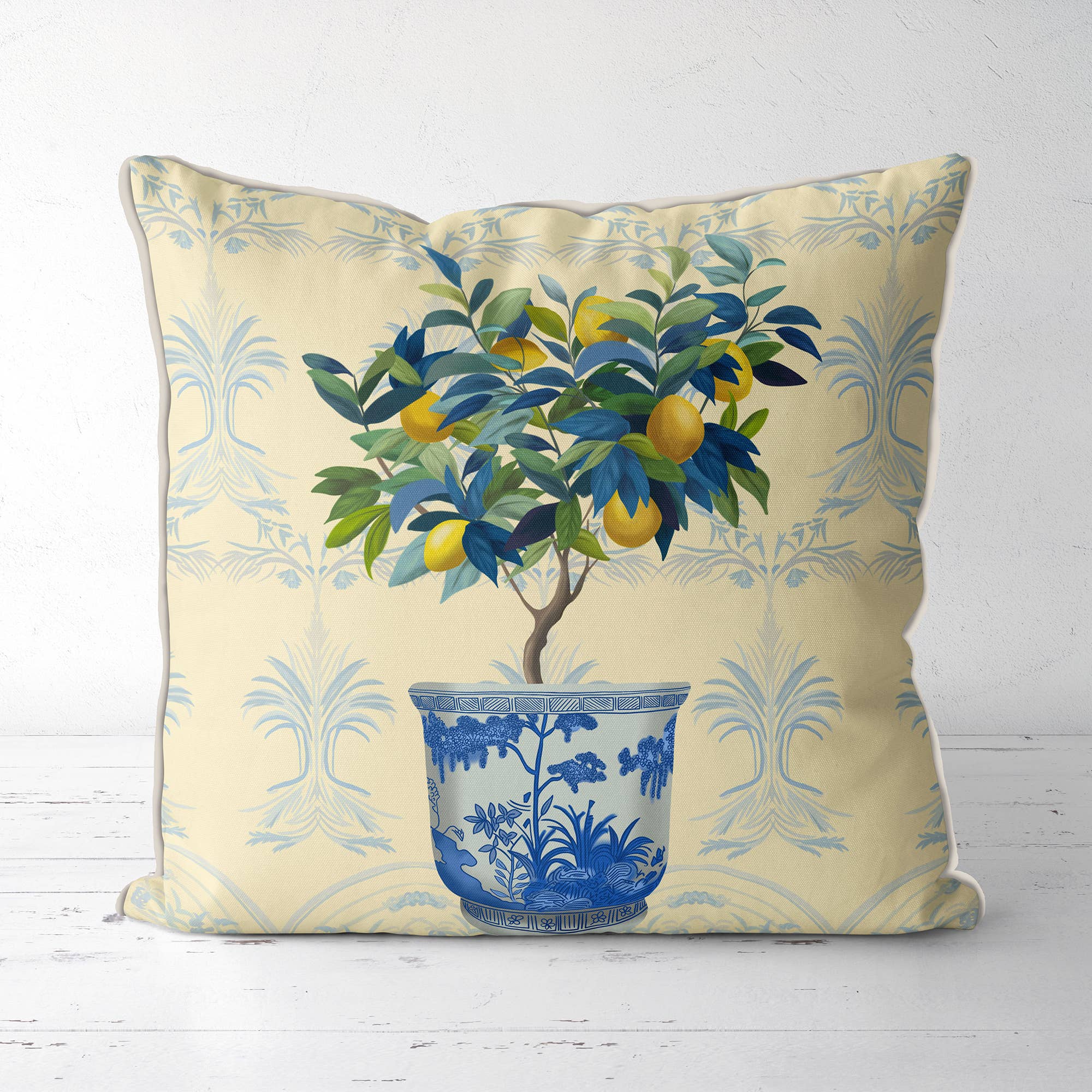 Lemon tree in chinoiserie planter 1 Cushion/Pillow cover
