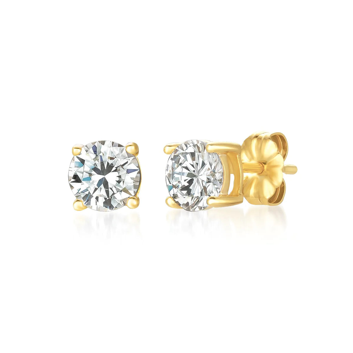 Solitaire Briliant Stud Earrings Finished in 18k Yellow Gold - 1.5 cttw
