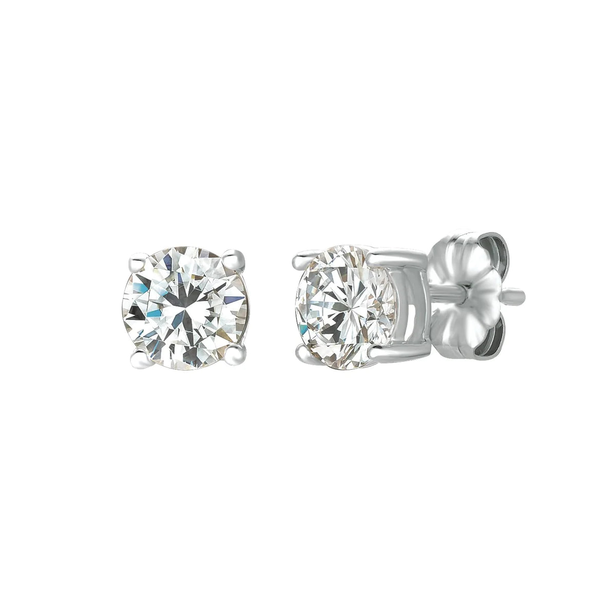 Solitaire Brilliant Stud Earrings Finished in Pure Platinum - 1.5 cttw
