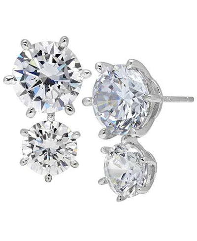Double Brilliant Stud earrings Finished in Pure Platinum