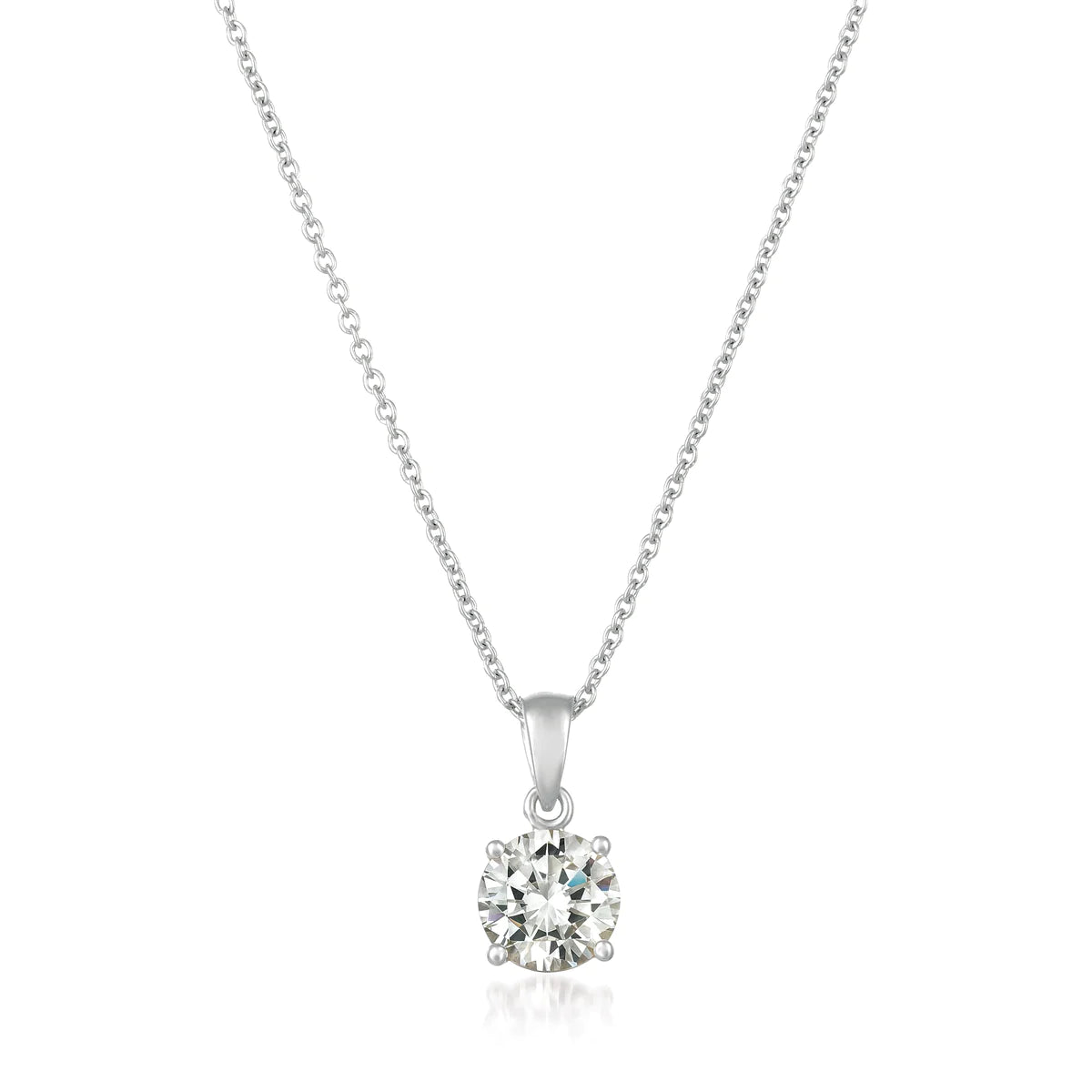 Royal Brilliant Cut Pendant Necklace Finished In Pure Platinum