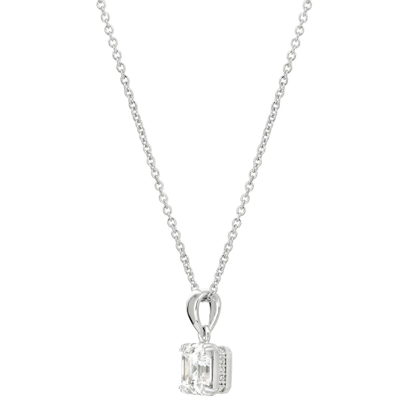 Royal Asscher Cut Pendant Necklace Finished in Pure Platinum