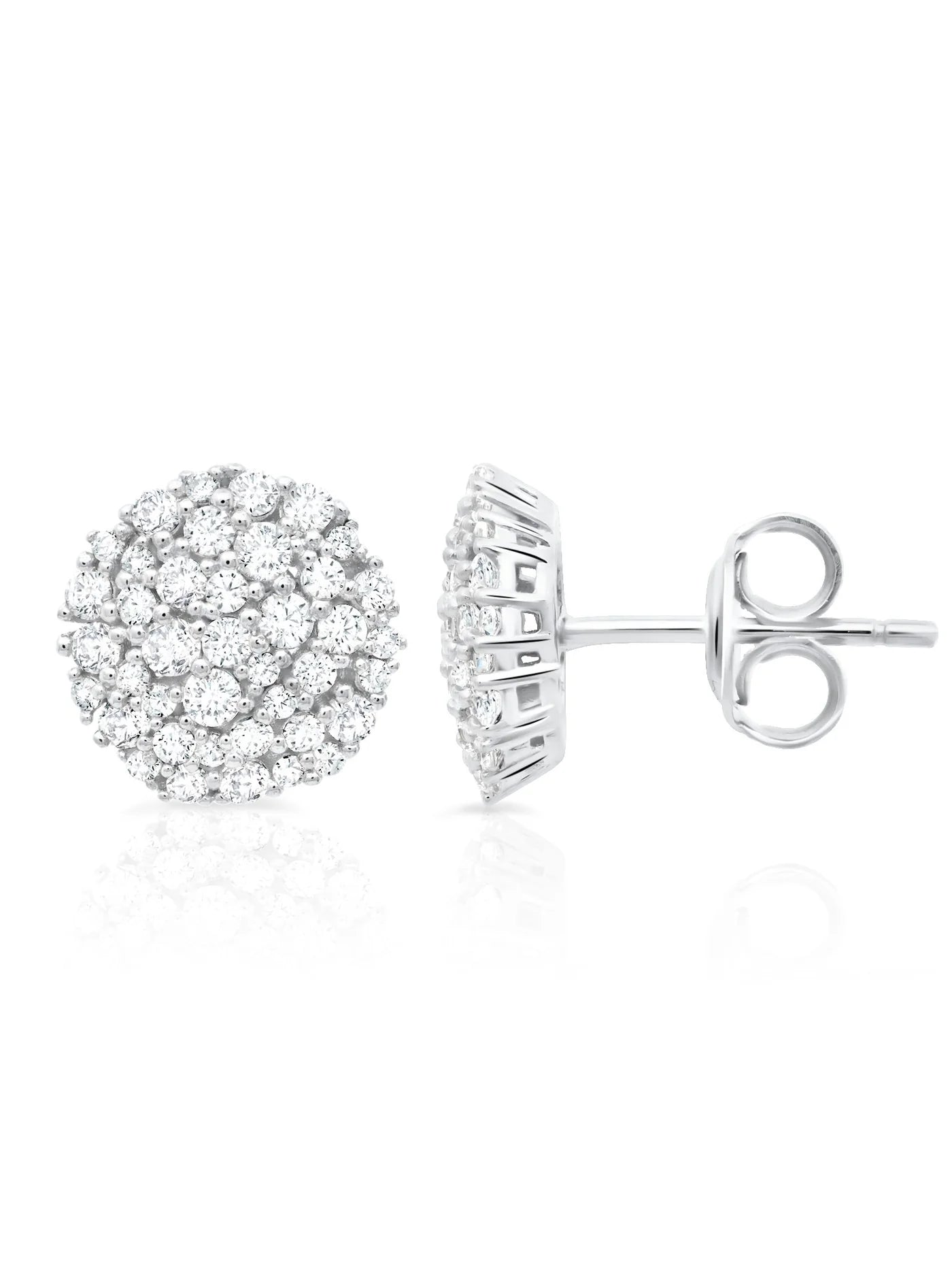 Round Glisten Stud Earrings Finished in Pure Platinum