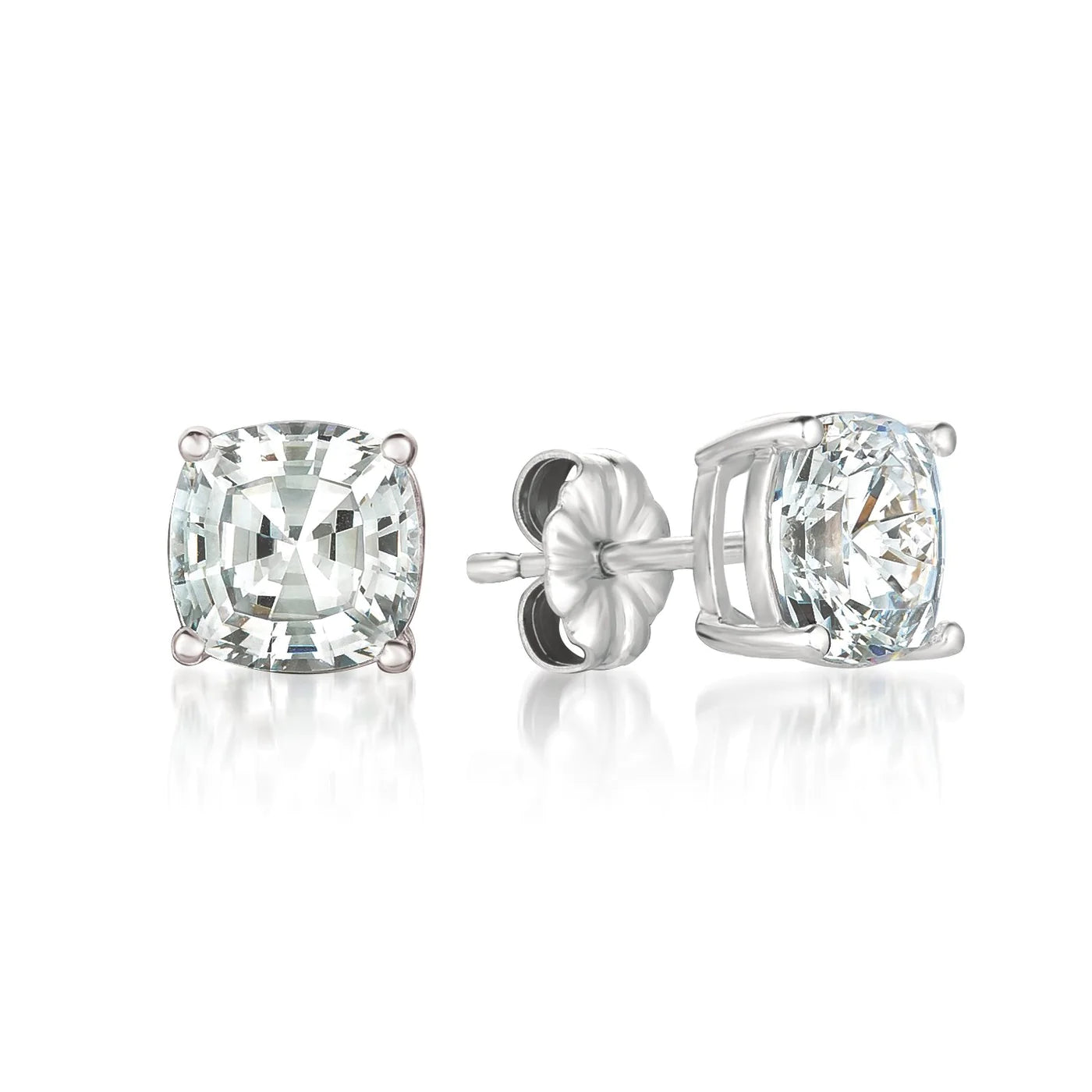 Soliatire Asscher Earrings Finished in Pure Platinum - 4.0 cttw