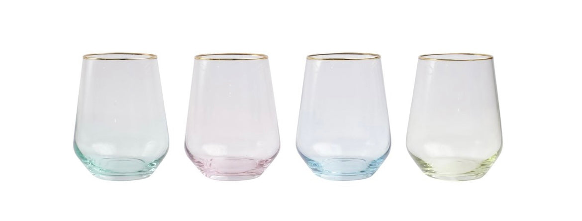 Rainbow Stemless Wine Glass set of 4