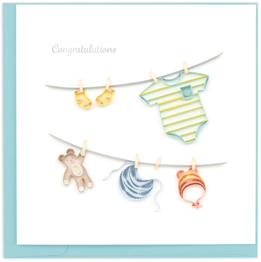 Quilled Baby Clothesline Greeting Card