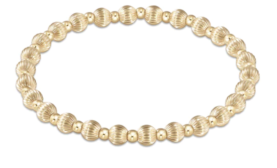 Dignity Grateful Pattern 5mm Bead Bracelet- Gold