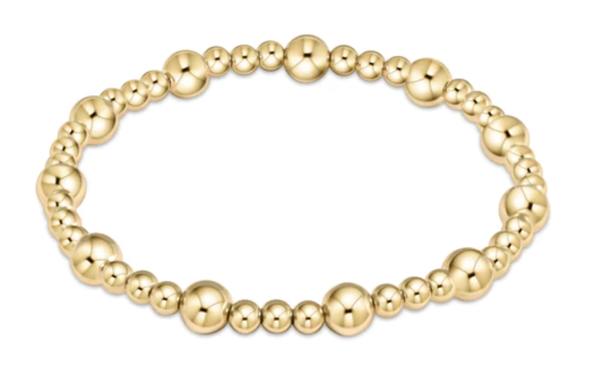 Classic Sincerity Pattern 6mm Bead Bracelet- Gold