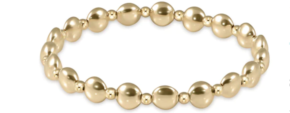 Honesty Gold Grateful Pattern 6mm Bead Bracelet- Gold