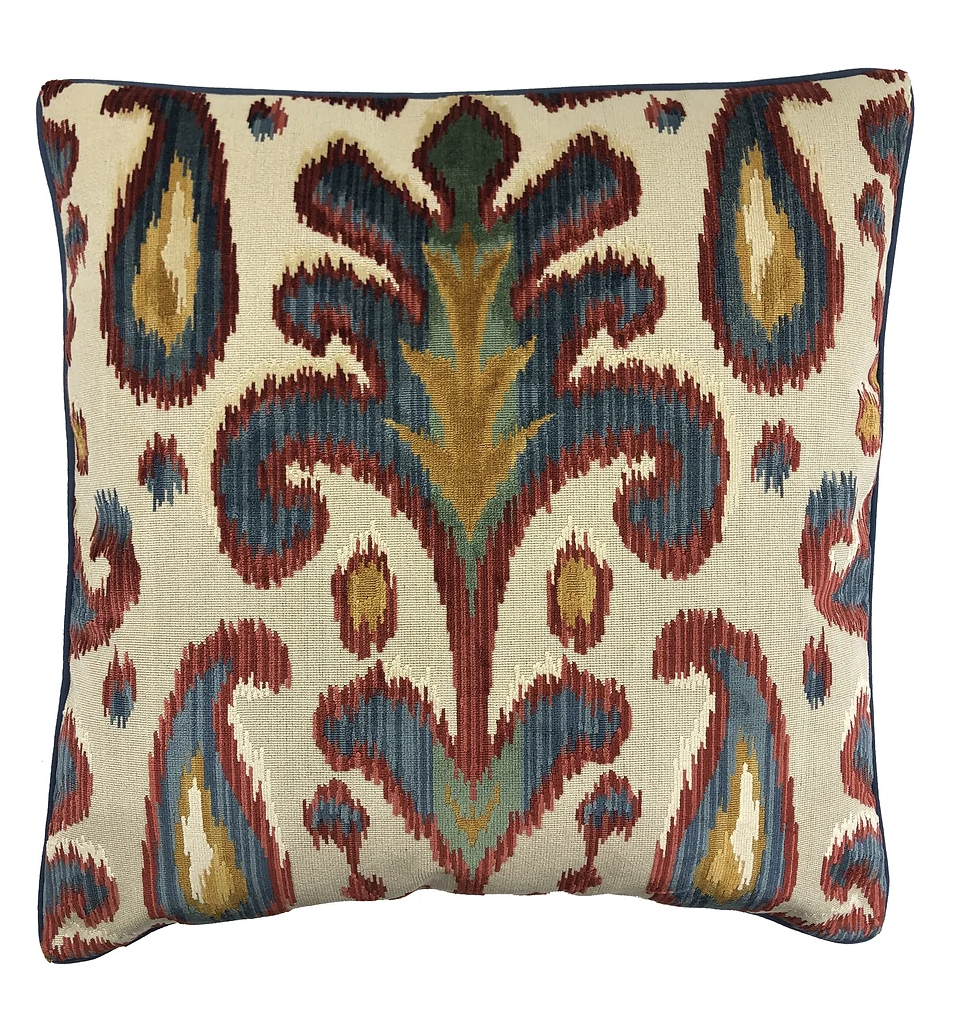 Brown, Red,  Blue Woven Pillow