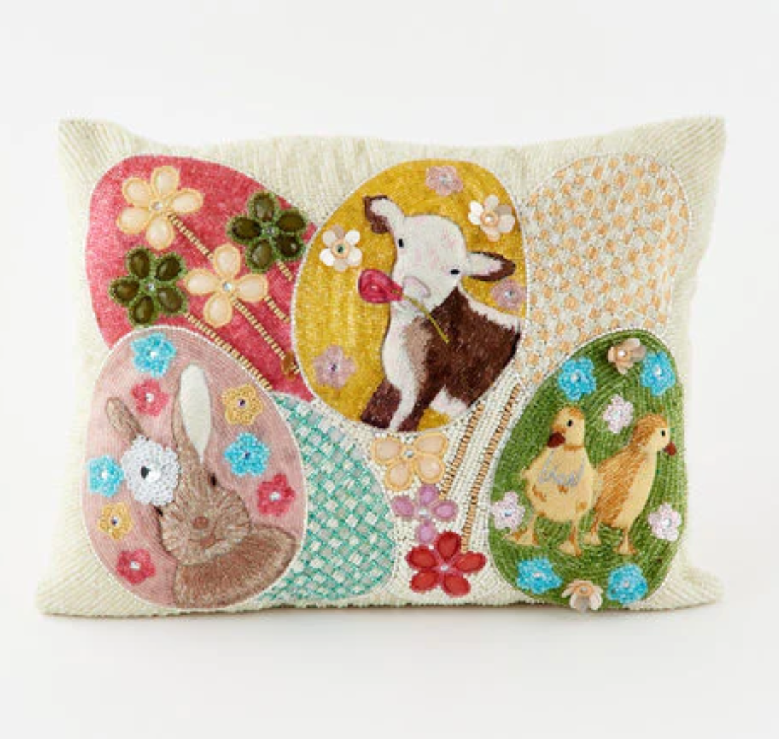 Bunny Family Beaded Pillow