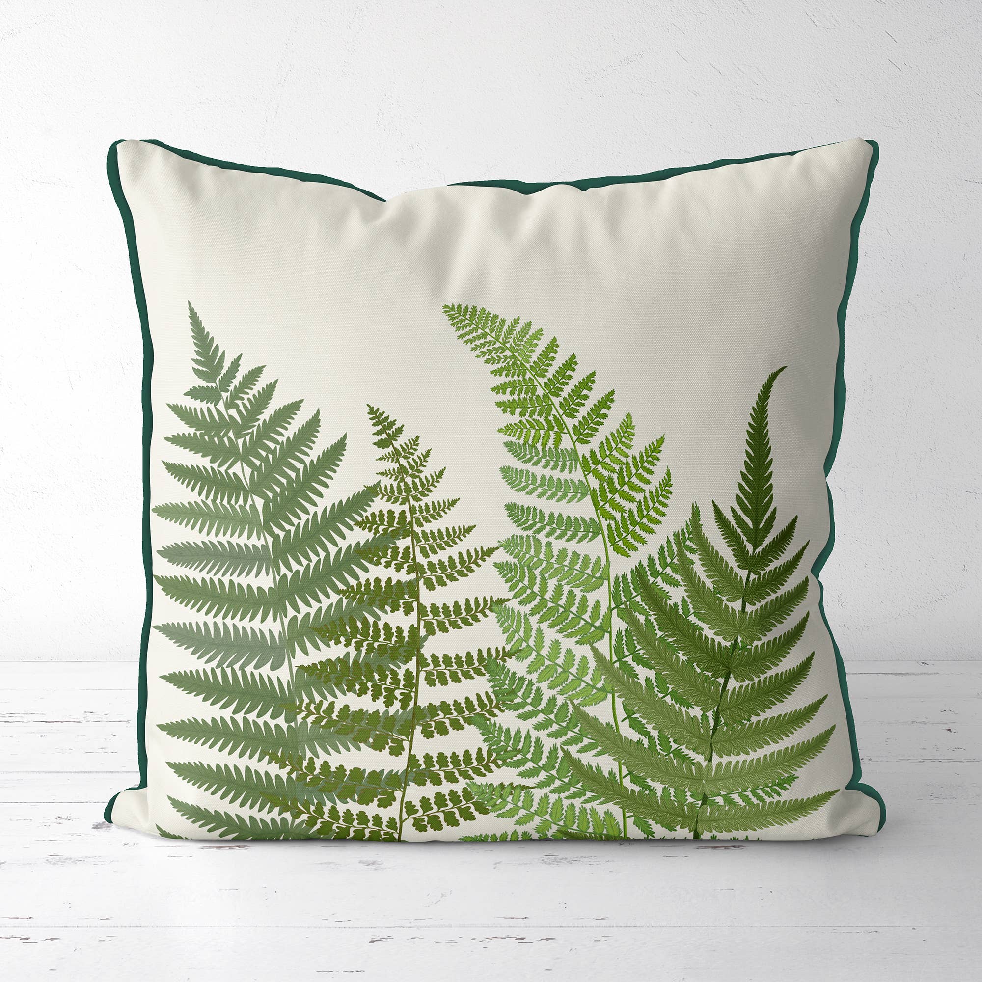 Fern Grove 1 Green Leaf Botanical Cushion / Throw Pillow