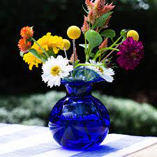 Hibiscus Fluted Vase Colbalt Medium