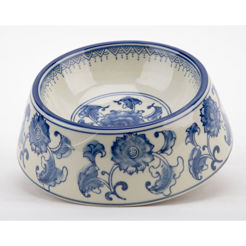 Pet Bowl - Non tip Blue and White