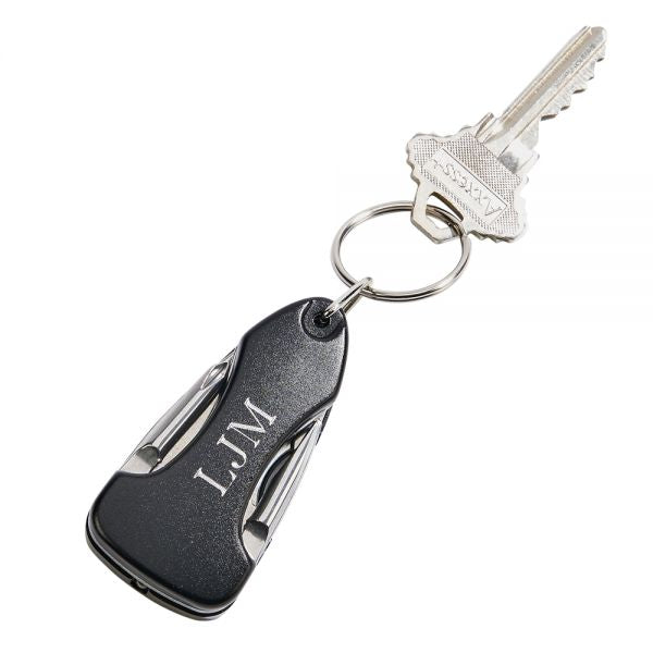 Black Key Chain with Multi Tools and LED light